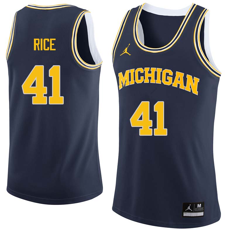 Men #41 Glen Rice Michigan Wolverines College Basketball Jerseys Sale-Navy